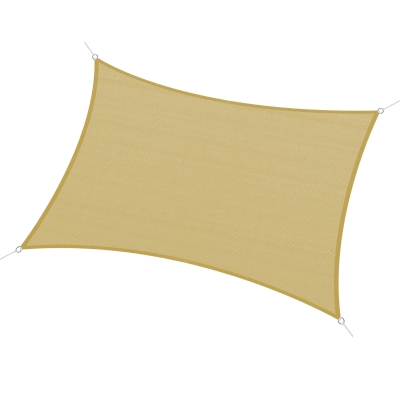 Outsunny Toldo de Terraza Rectangular 6x4 m con Protección Rayos UV Anillas de Acero Inoxidable y Cuerdas para Jardín Patio Beige