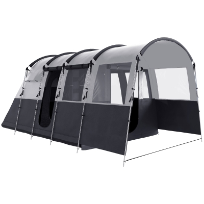 Outsunny 4-Person Waterproof Tunnel Camping Tent Grey