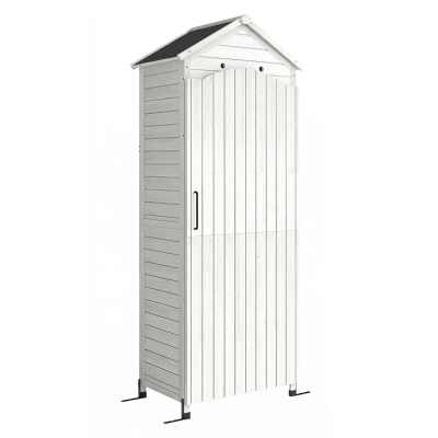 Outsunny Casetta Porta Attrezzi in Legno 85x58x213 cm Bianco