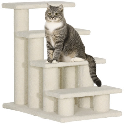 PawHut 4 Step Dog Stairs Light Brown 63x43x60 cm