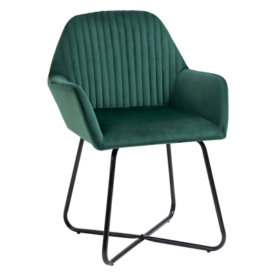 HOMCOM Modern Accent Chair Upholstered Metal Base Green