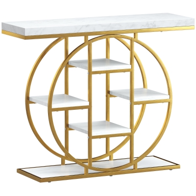 HOMCOM Console Industrielle 6 Étagères 100x30x81,5cm Blanc