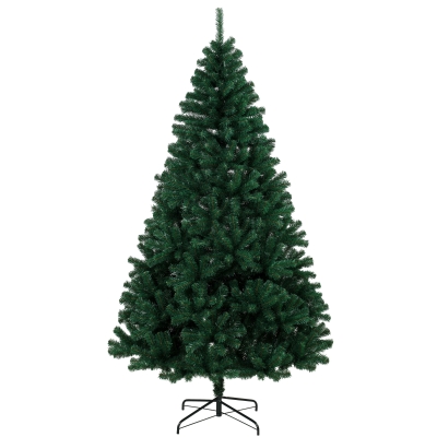 HOMCOM Árbol de Navidad de Abeto 230 cm con Ramas Articuladas 1300 Puntas de PVC Ignífugo Montaje Rápido Soporte de Acero Verde