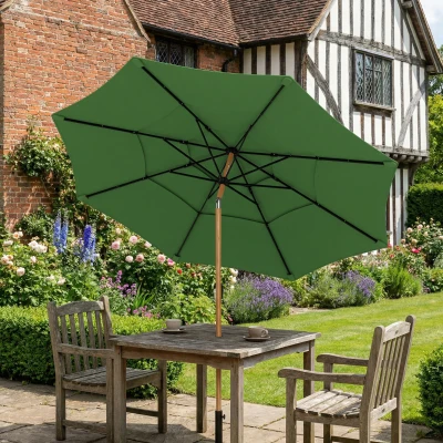 Outsunny Garden Parasol 3-Tier Tilt Polyester Green