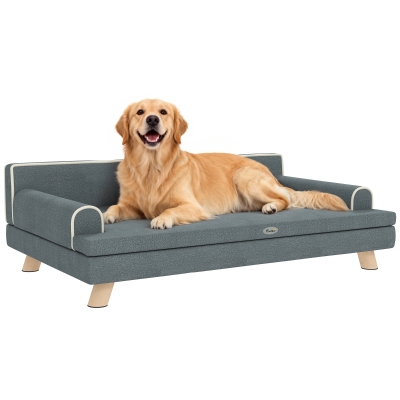 PawHut Canapé Chien Scandinave Pieds Bois Gris 100x62cm