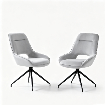 Chaise de salle à manger pivotante 360°, Gris clair
