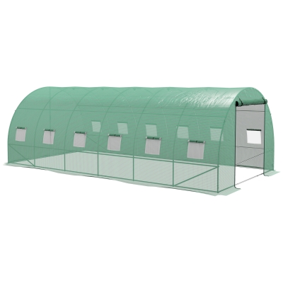 Outsunny Invernadero de Túnel 6x3x2 m con Sistema de Riego Integrado 12 Ventanas con Malla y 1 Puerta Enrollable Verde