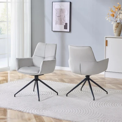 Fauteuil pivotant 360° rembourré, Noir+Gris clair