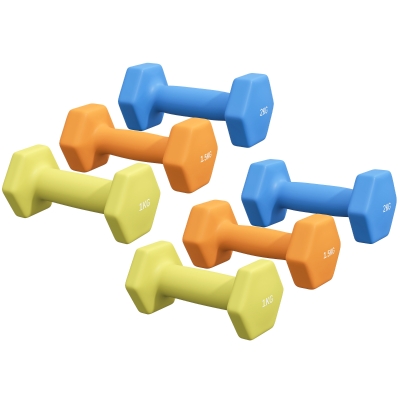 SPORTNOW Hexagonal Dumbbells Weights Set Home Gym 6pcs