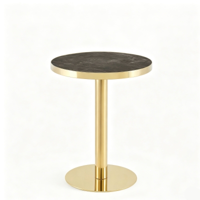 Table d'appoint ronde moderne, Gris+Or