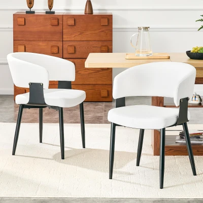 Chaises de salle à manger style mid-century, Blanc+Noir