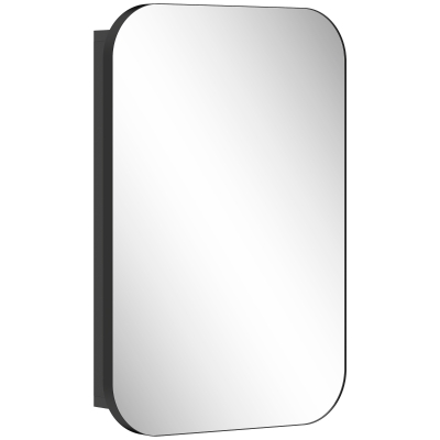 HOMCOM Spiegelkast Badkamer, Badkamerkast met Spiegel, Hangkast met Verstelbare Plank, 40 x 10 x 60 cm, Zwart
