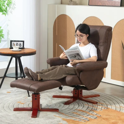 Recliner Chair and Footstool 79W x 81D x 99Hcm Dark brown