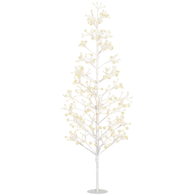 HOMCOM Albero di Natale con 384 Luci LED e Rami Pieghevoli Bianco