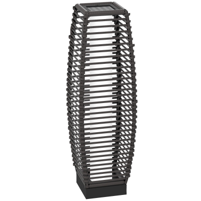Outsunny Rattan Solar Floor Lamp 68cm Grey Outdoor Light