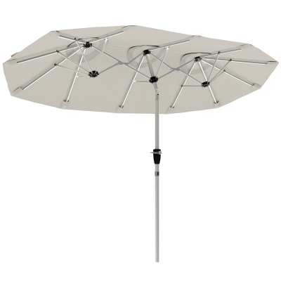 Outsunny Double-Sided Parasol LED Solar Lights Cream White