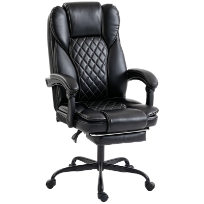HOMCOM Executive Office Chair Reclining Footrest High Back Black