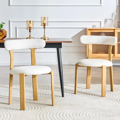 Lot de 2 chaises rembourrées, Blanc