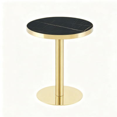Table d'appoint ronde moderne, Noir+Or