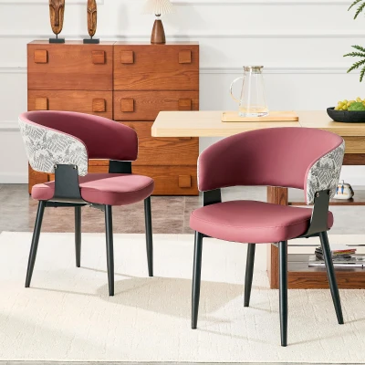 Lot de 2 chaises de salle à manger style mid-century, Rouge