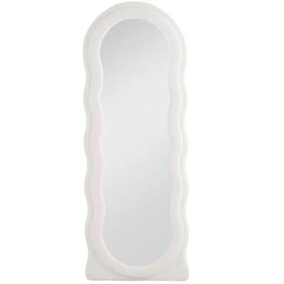 HOMCOM Ganzkörperspiegel 160 x 60 cm Gewölbter Standspiegel mit Wellendesign Bruchsichere Glas Weiß