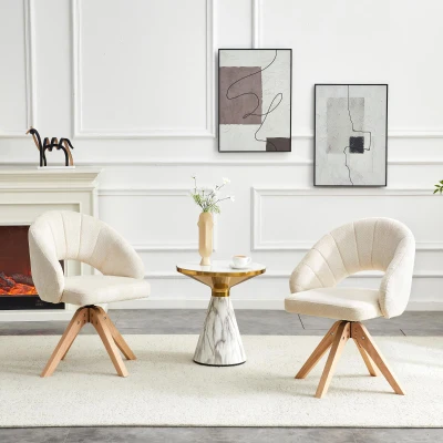 Lot de 2 chaises pivotantes style rétro, Couleur naturelle