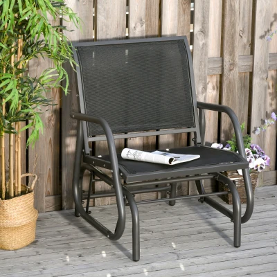 Outsunny Gliding Swing Chair Steel Frame Dark Grey Black