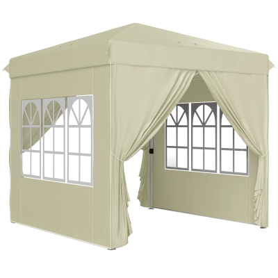 Outsunny Gazebo da Giardino Pop Up con 2 Finestre Bianco Crema