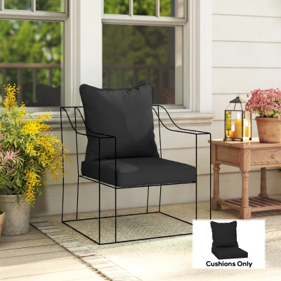 Outsunny Padded Cushion Set Seat & Back Black