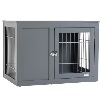PawHut Dog Crate End Table for Small/Medium Dogs - Grey