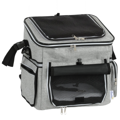 PawHut Panier Vélo Chien Chat Portable 33x26x35cm Gris Clair