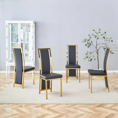 Chaise de salle à manger minimaliste européenne, Noir+Doré