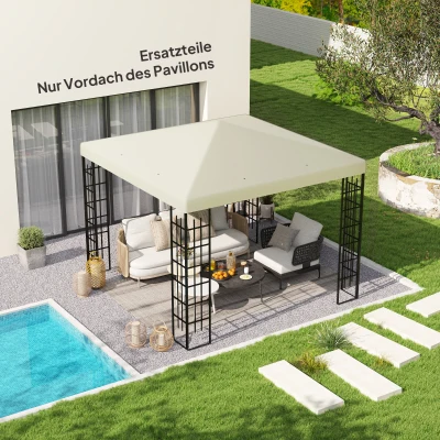 Outsunny 3 x 3 m Vervangzeil voor paviljoen, Zeil voor tuinpaviljoen, met waterafvoergaten, UPF30+, Crèmewit