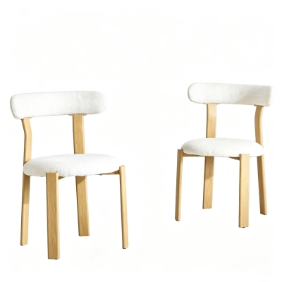 Lot de 2 chaises rembourrées, Blanc