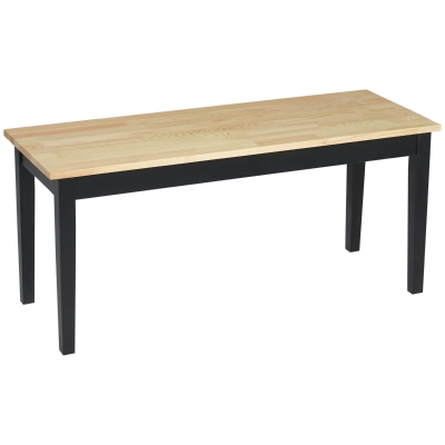HOMCOM Moderne bank voor 2 personen, houten bank, massief hout, gelakt, naturel + zwart