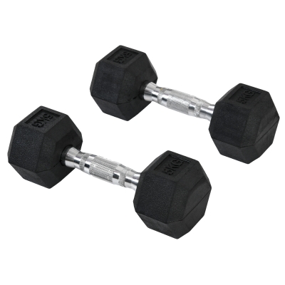 HOMCOM Set 2 Manubri da Palestra da 5kg Esagonali in Gomma