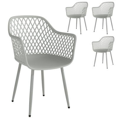 Outsunny Garden Dining Chairs Set of 4 with Armrests Grey