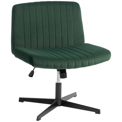 HOMCOM Flannel Armless Office Chair Criss Cross Legged Green