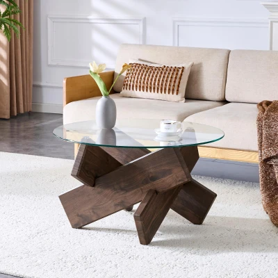 Table basse ronde, Noyer