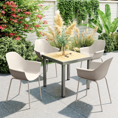 Outsunny 4-delige set tuinstoelen, buitenstoelen, tuinstoel, modern design, 59 cm x 55 cm x 84 cm, grijs