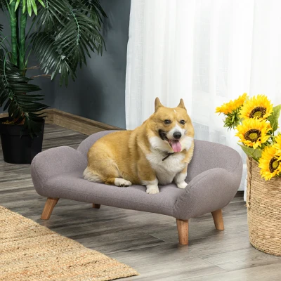 PawHut Canapé Chien Style Scandinave Tissu Gris 72x44x31 cm