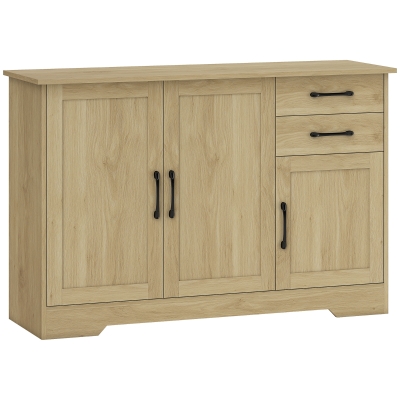 HOMCOM Aparador com 3 Portas Moderno para Sala de Estar com 2 Gavetas Prateleira Ajustável 120x38x79 cm Madeira