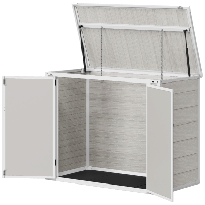 Bin Storage Shed 143W x 75.5D x 110/108.5Hcm Light Grey