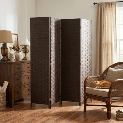 HOMCOM Wave Folding Room Divider Freestanding Fibre Dark Brown
