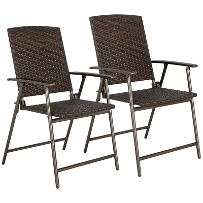 Outsunny Folding Rattan Chairs Set of Two Brown