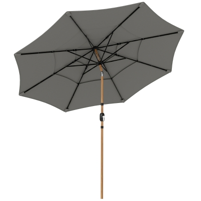 Outsunny Garden Parasol 3-Tier Roof Tilt Grey