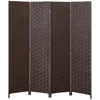 HOMCOM Wave Folding Room Divider Freestanding Fibre Dark Brown