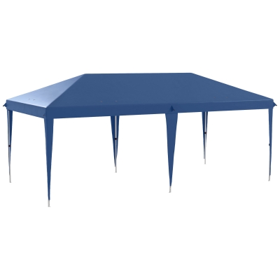 Outsunny Carpa Plegable 6x3 m con Altura Ajustable en 3 Niveles Bolsa de Transporte Anti-UV y Marco de Acero Azul