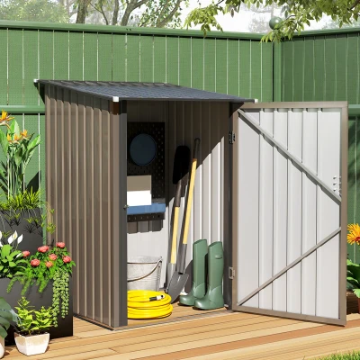 Outsunny Casetta da Giardino per Attrezzi in Acciaio 1x1m Marrone