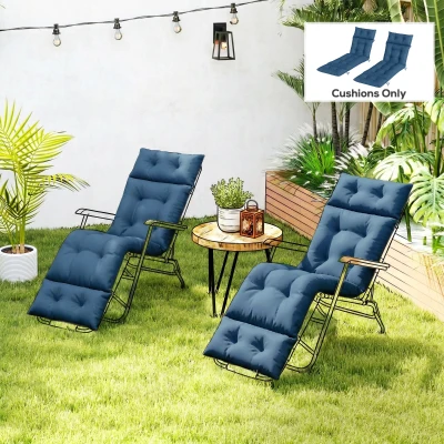 Outsunny Sun Lounger Cushion Set 190x56cm Navy Blue